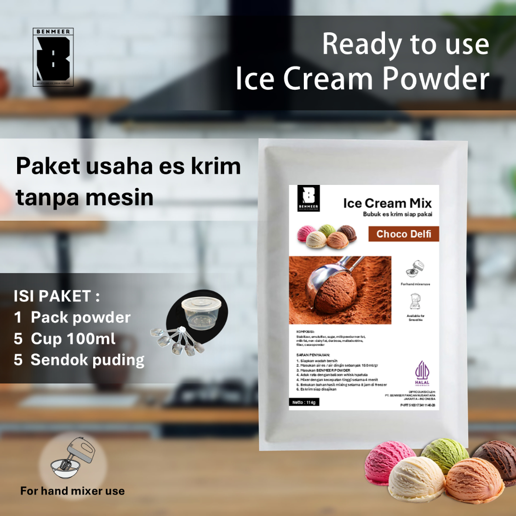 

Paket usaha Ice Cream rumahan - Powder Ice Cream Manual Choco Delfi