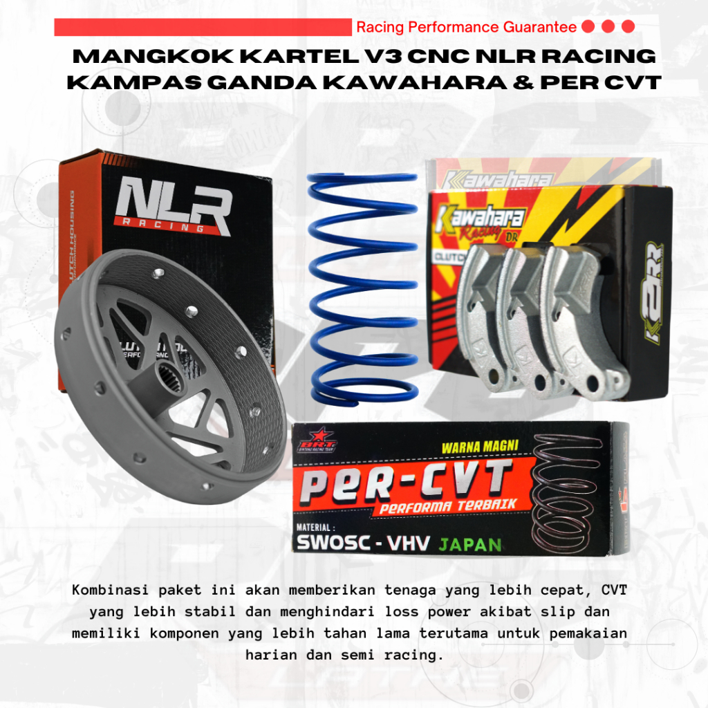 Mangkok Ganda V3 CNC Set Kampas Kawahara Per CVT BRT Beat Mio Vario Scoopy Nmax Aerox