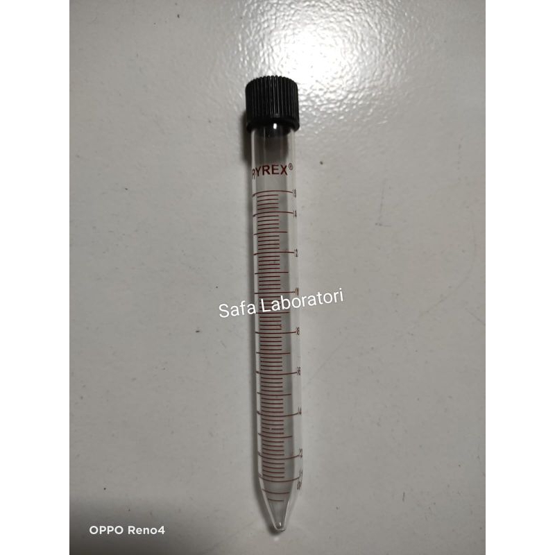 Tabung  Kaca Centrifuge Skala 10ml  Tabung Centrifuge Skala 15 cm Pyrex Tutup Ulir