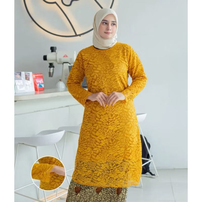 PROMO DISKON 30% SETELAN KEBAYA TUNIK-SETELAN KEBAYA TUNIK BROKAT JUMBO -Setelan Kebaya Tunik Brukat