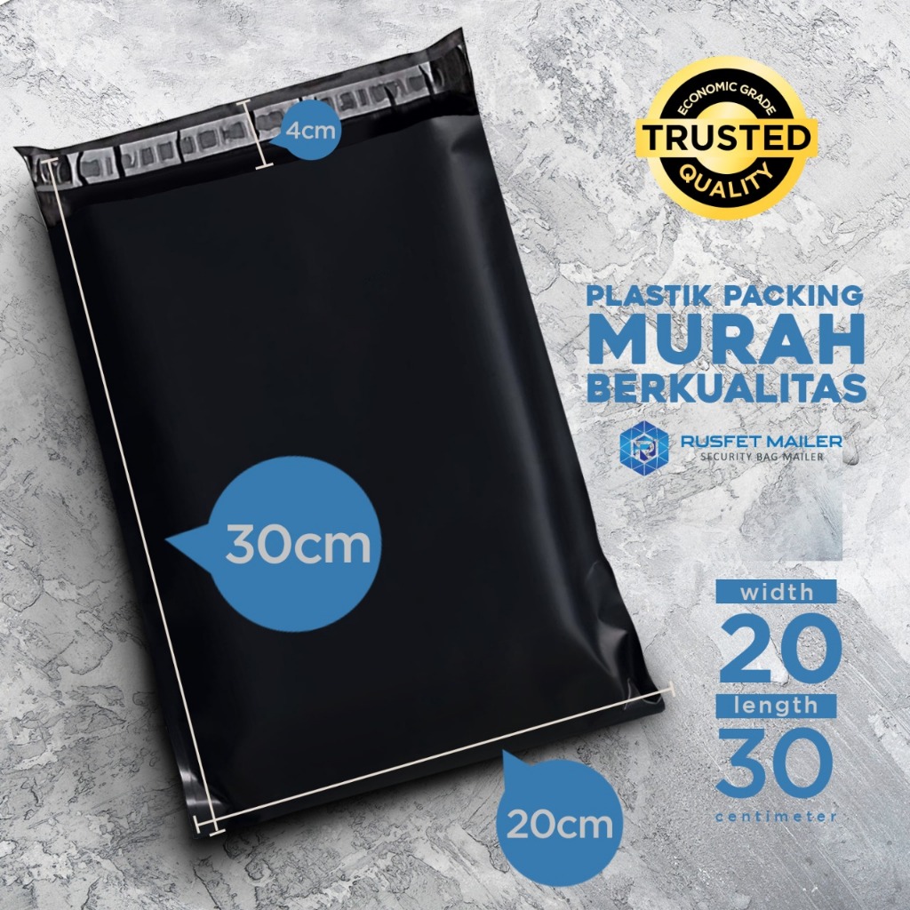 

POLYMAILER AMPLOP PACKING ONLINE TERMURAH - ISI 100 LEMBAR 20 X 30 Hitam