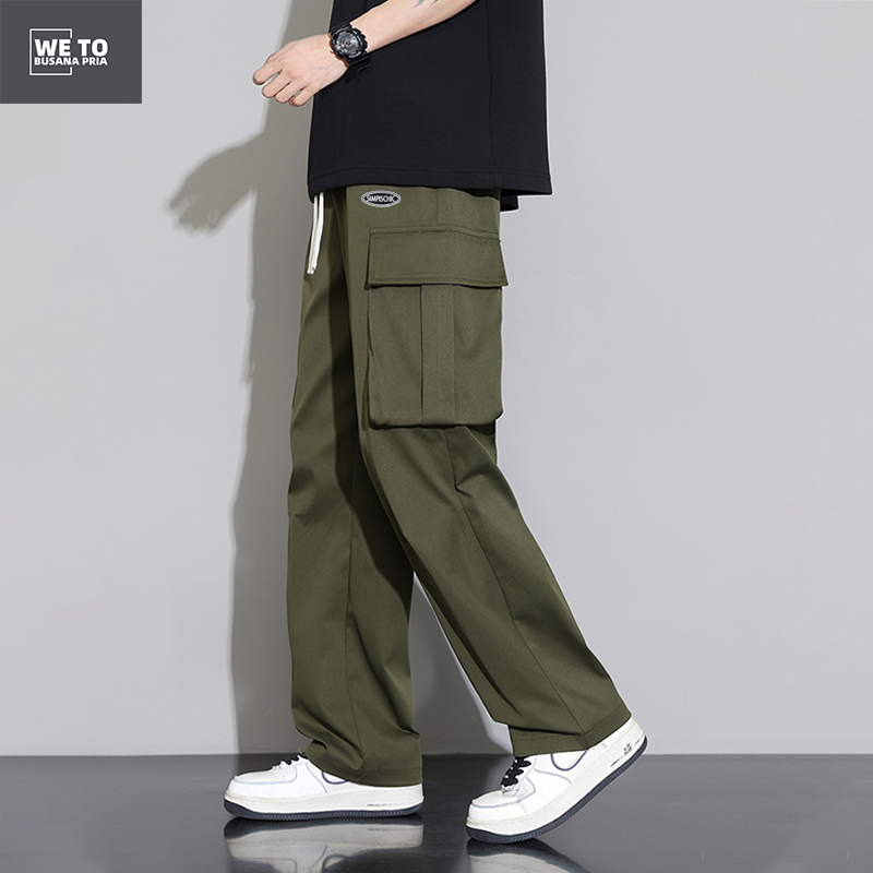 Celana cargo panjang pria celana cargo pria hijau korea style baggy pants cargo pants pria celana pa