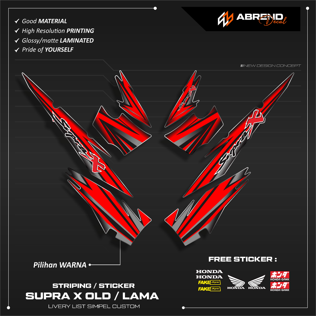 STRIPING SUPRA X GRAFIS CUSTOM / STIKER MOTOR HONDA SUPRA FIT OLD / STOCK DECAL LIST VARIASI