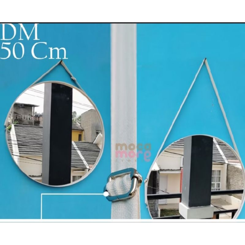 Cermin Bulat Gantung Tali Aesthetic 50 Cm