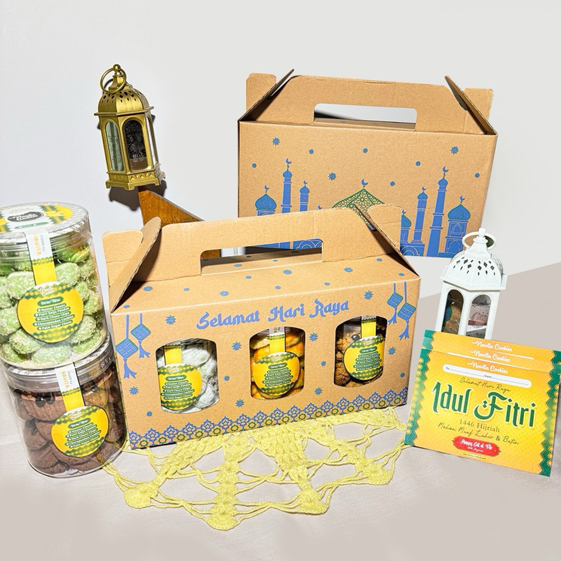 

[HAMPERS LEBARAN] PAKET KUE KERING PARCEL GIFT COOKIES IDUL FITRI DAPAT 3 TOPLES