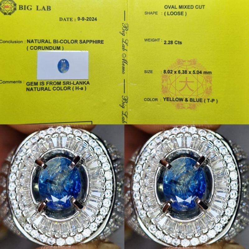 Hot Item Bi_Colour Sapphire Blue&yellow 2.28 Cret Heated Srilnka