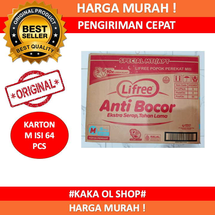 AgL Lifree Popok Perekat Dewasa / Popok Dewasa Perekat Ukuran M8/L7/XL6 Isi 8 Pack/Karton