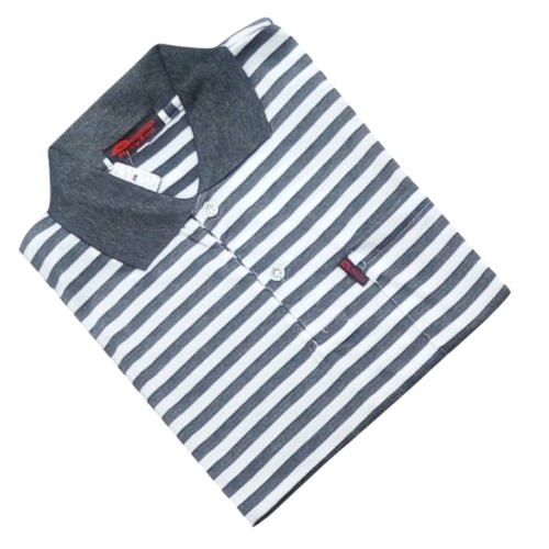 uty Kaos Kerah Pria Berkantong Motif Salur Garis Garis Ukuran L XL XXL