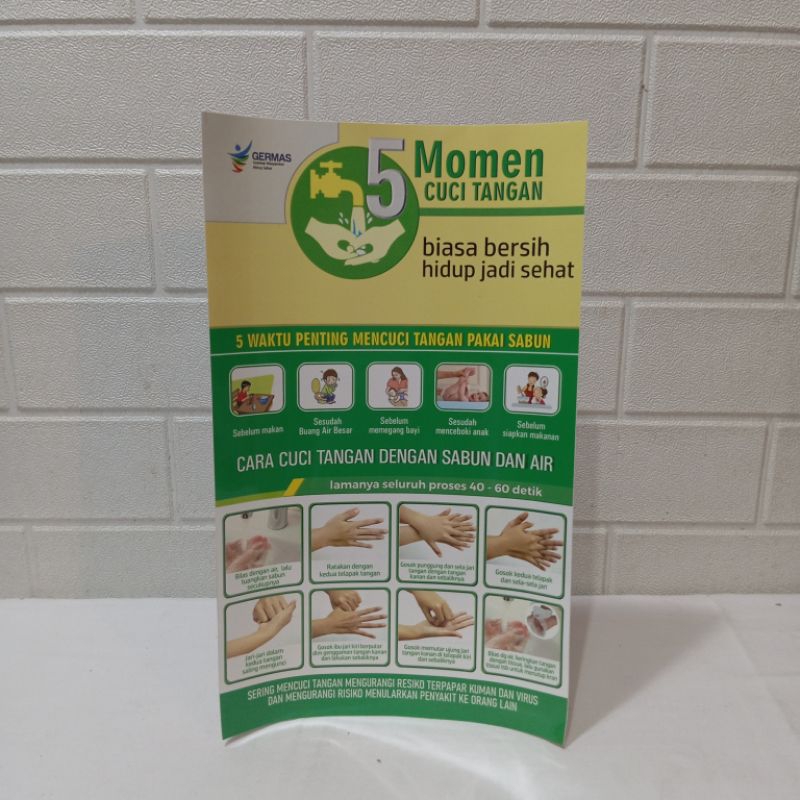 Stiker Cuci Tangan / Stiker 5 Momen Cuci Tangan / Stiker Kesehatan