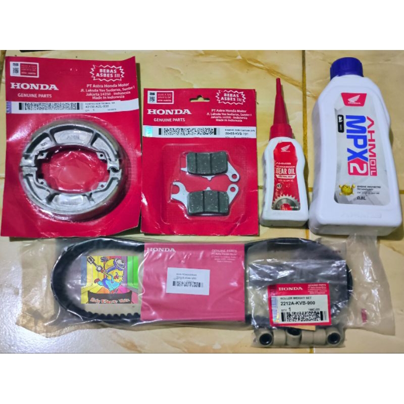 Kampas rem depan belakang Oli Mpx2 AHM Vbelt roller K44 stater halus Honda Beat fi street Scoopy Var