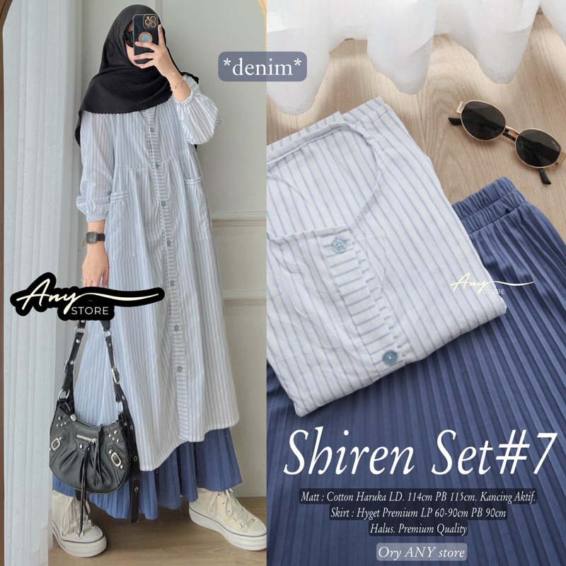 shiren set #2 one set rok wanita kekinian setelan long tunic jumbo ld 130 ld 120 by A.N.Y rok panjan