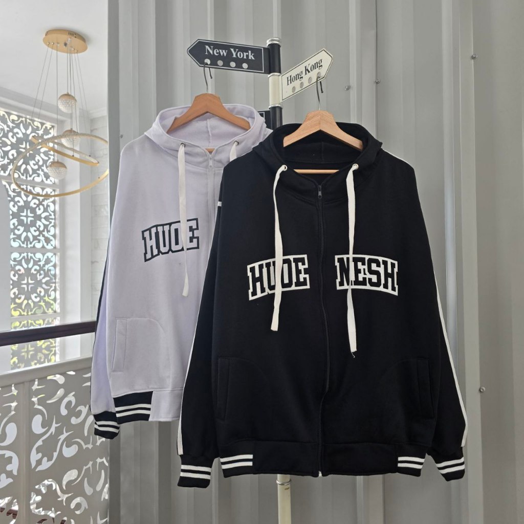 (isi2pcs) Jaket Couple Pasangan Terbaru 2025 | Hoodie Couple Hitam Dan Putih | Atasan Pria Wanita