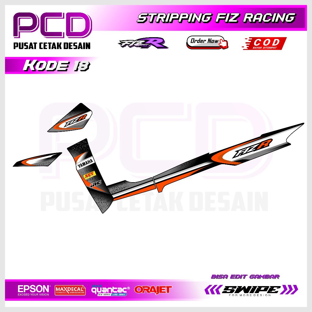 Sticker Striping FIZ R- Sticker Striping Variasi Motor FIZ R Motif ROAD RACE. FIZR.18