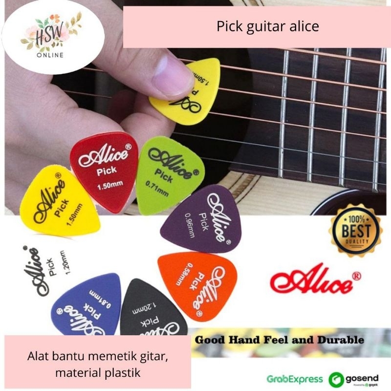 Pick Gitar Alice Original Alat Petik Gitar Premium Akustik Elektrik Bass Guitar Plectrum Ukuran 0.46