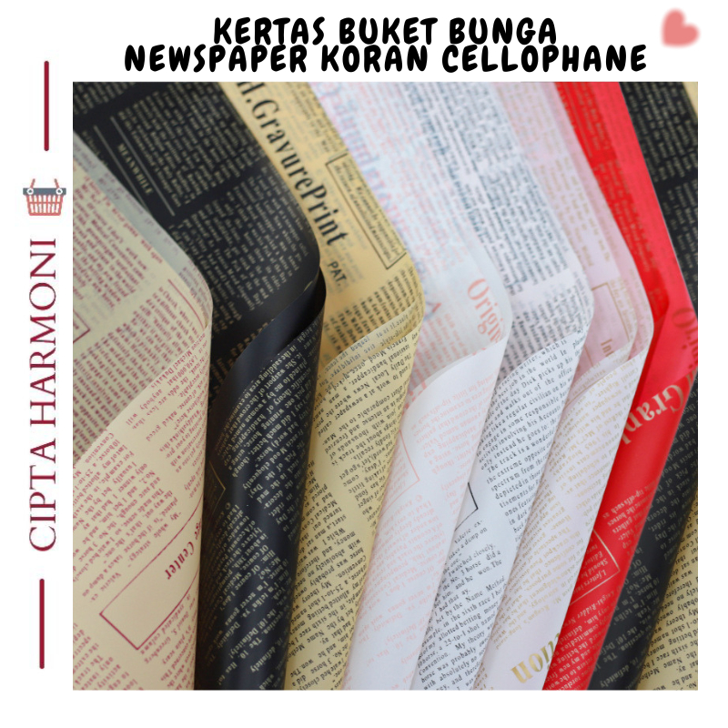 

Flower Warapping Paper Motif Koran Cellophane kertas bunga Newspaper Pattern Paper Kraft KB049