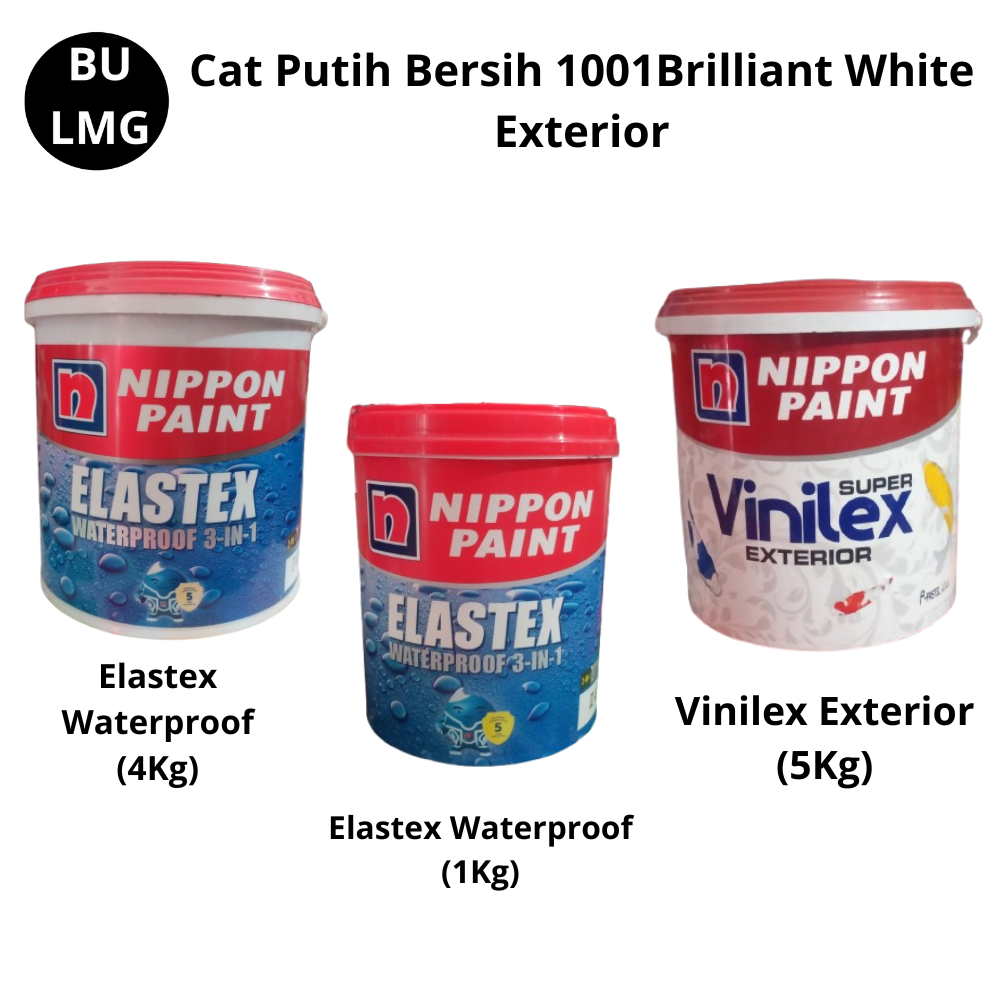 Cat Putih Bersih 1001 Brilliant White Exterior || Elastex (1kg) || Elastex (4kg) || Vinilex exterior