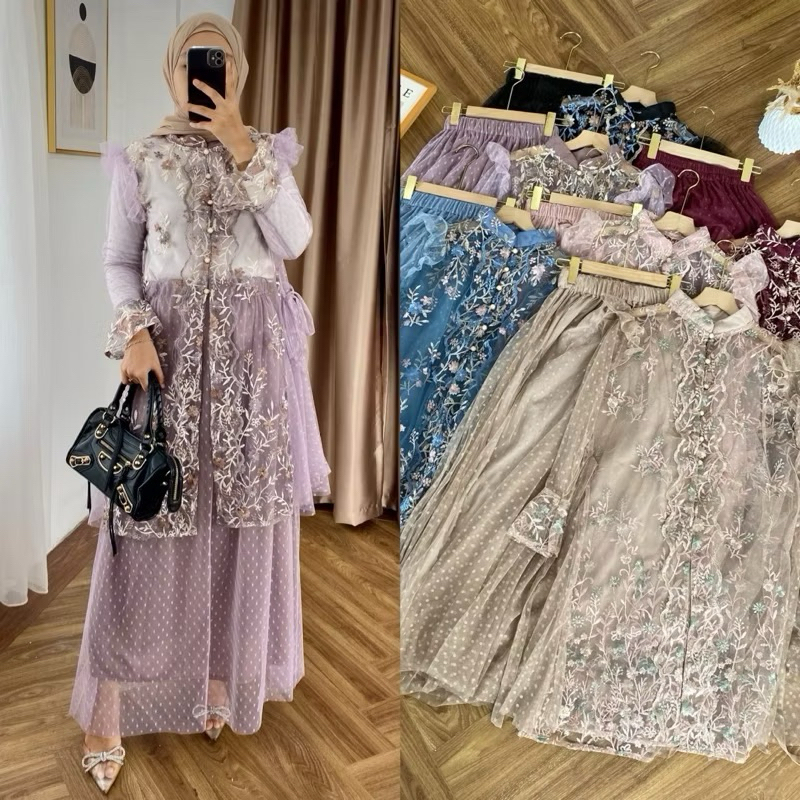 Nosyea One Set Rok / Stelan Rok Tile / Set Rok Wanita Terbaru Lebaran