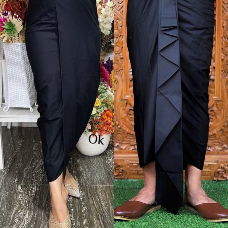 kamen lembaran polos hitam putih bawahan busana adat bali