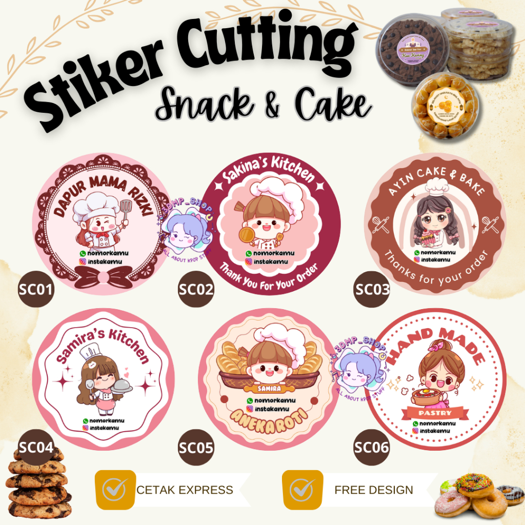 Stiker A3 Cutting Bontax Chromo Label Snack Jajanan Kemasan Pouch Plastik Desain Product Custom Requ