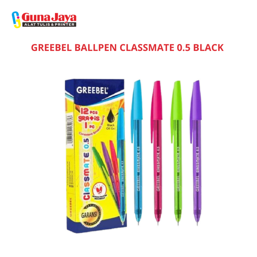 

GREEBEL Pulpen Ballpen / Popline 0.5 Tinta Hitam / Ballpoint Bolpen Bolpoin Pena Gel