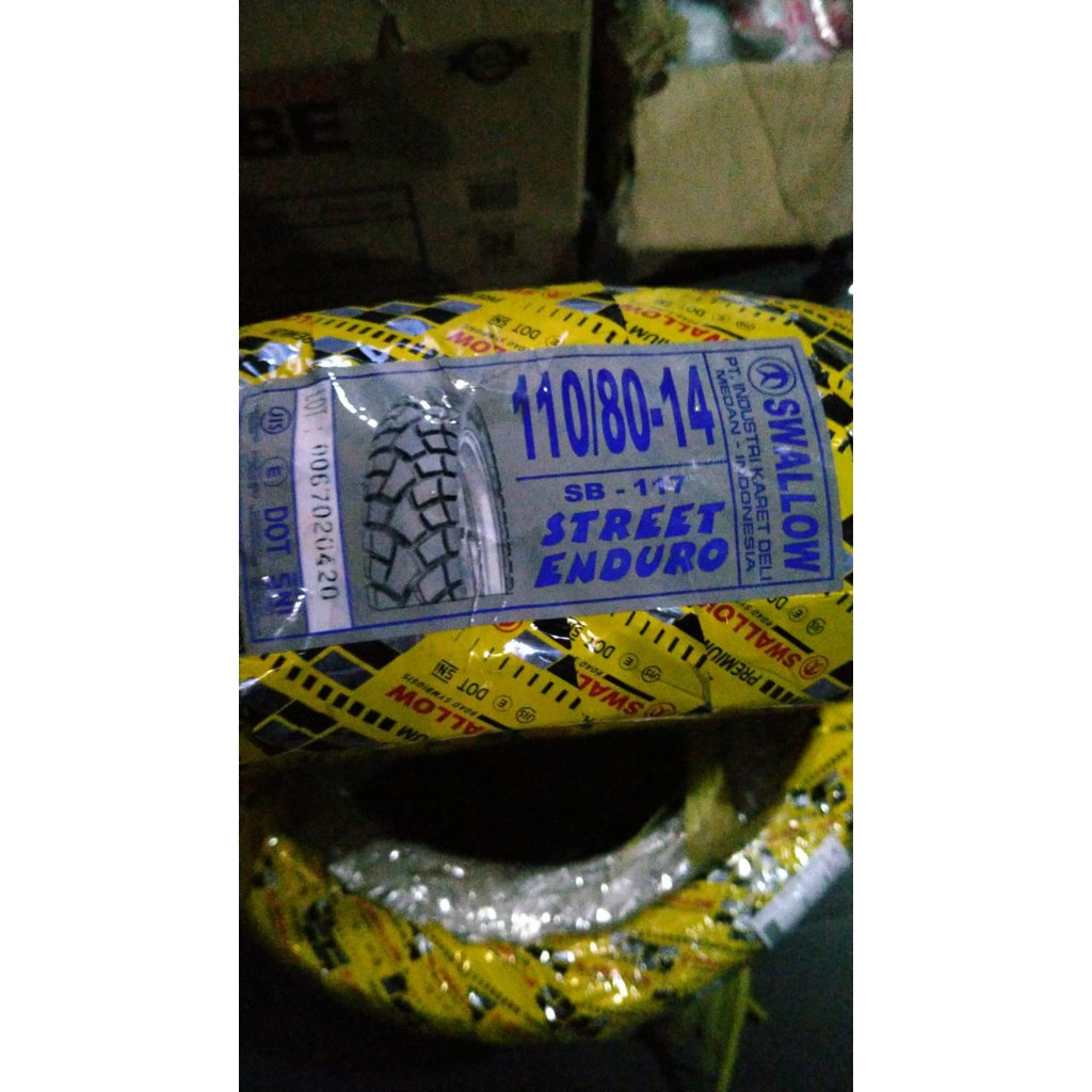 ( RING 14 ) STREET ENDURO 110 / 80 - 14 SWALLOW SB117 SB-117 TUBELESS SEMI TRAIL TAHU Japstyle ADV V