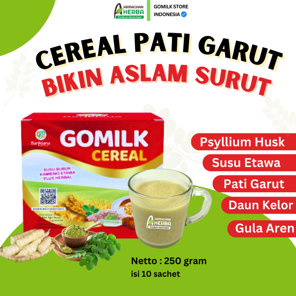 

(GOMILK CEREAL 1 BOX) Gomilk Cereal Pati Garut Bikin Asam Lambung Surut Netto 250 gram