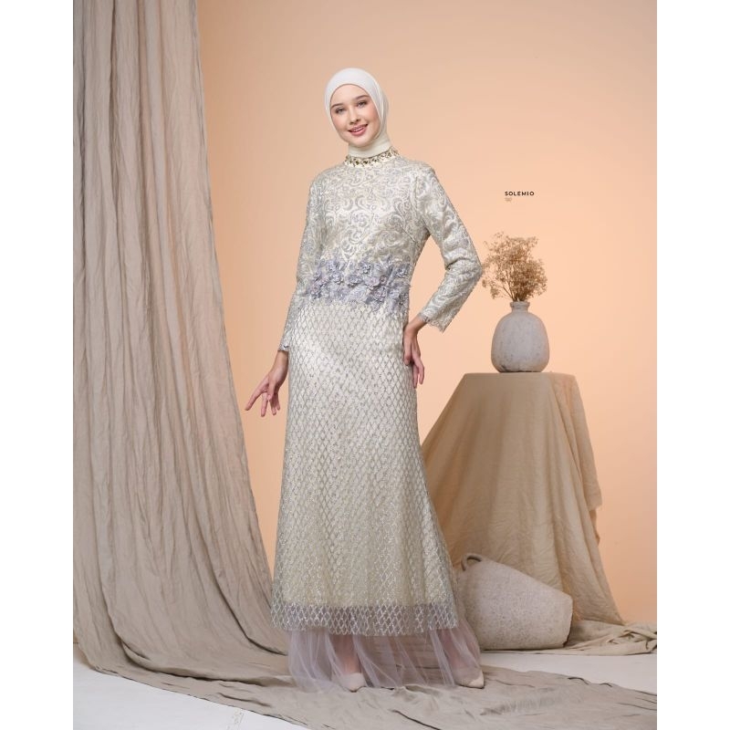 SOLEMIO MAXIDRESS / GAMIS / TERUSAN / GAUN PANJANG PESTA MEWAH BRUKAT SEQUIN + OUTER GLAMOUR IMPORT