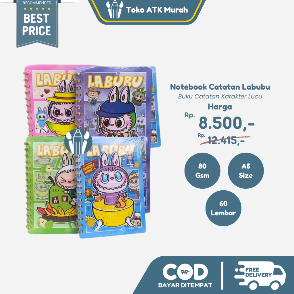

Notebook Spiral Ring Ruled A5 Labubu Capibara Dino Chikawa Korean Book Buku Catatan Karakter Lucu