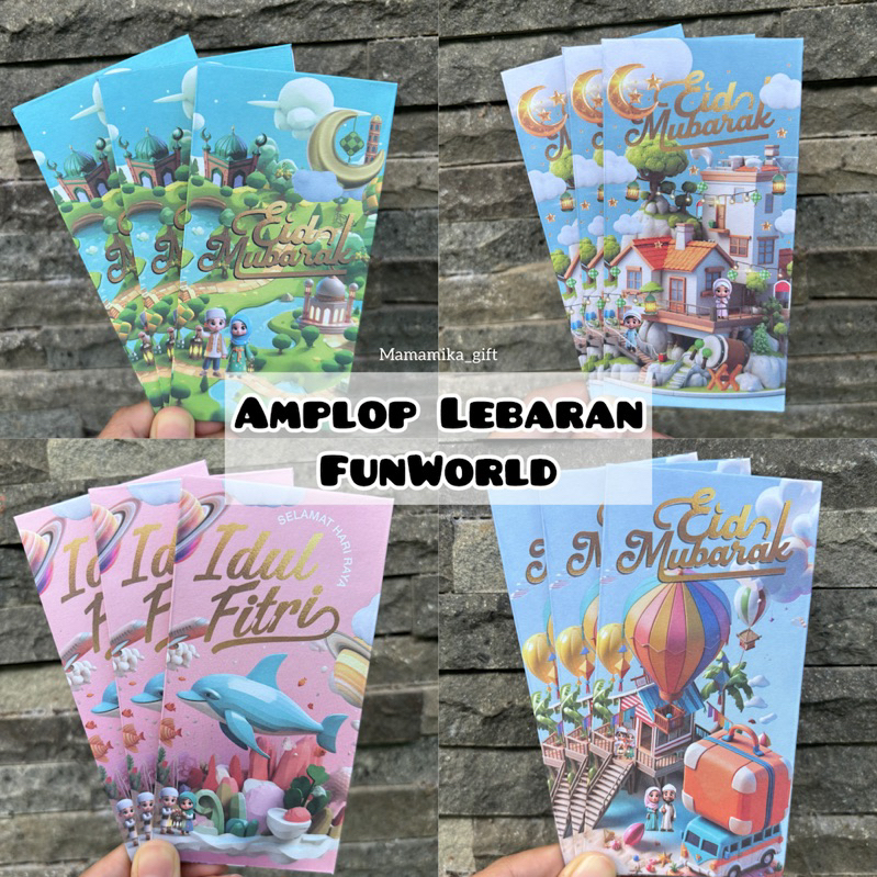 

AMPLOP LEBARAN PREMIUM ISI 4 PCS FUN WORLD