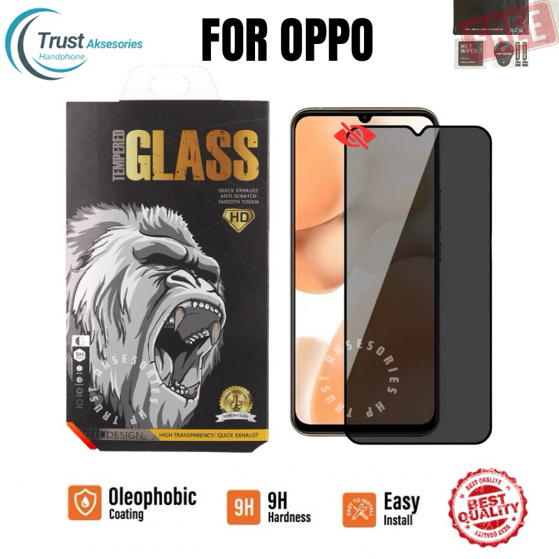TEMPERED GLASS SPY PRIVACY OPPO A5X/A5/A5i/A5 PRO/A3/A3X/A60/A79 5G/A3 PRO 5G/A18/A38/A78/A98/A58/A1