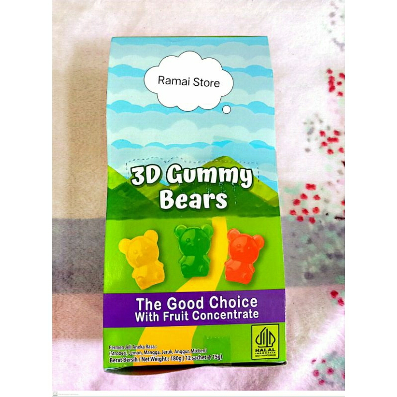 

3D Gummy Bears isi 12 bungkus/box.