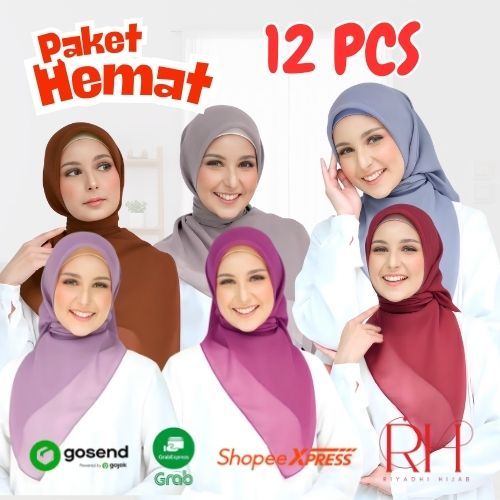 [ PAKET USAHA 12 PCS ] Hijab Segiempat Bella Square 12PCS Bisa Pilih Warna Paket Hemat Jilbab Bella 