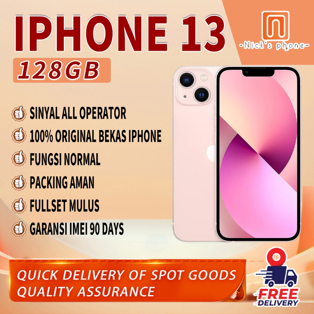 iPhone 13 128GB Second Original100% INTER 6.1"OLED-Ori Fullset Mulus Normal Phone 3utools All Green