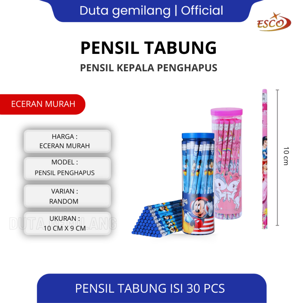 

Pensil HB karakter dengan kepala penghapus 1 Tabung isi 24 pcs / Pensil 2B Karakter / Pensil Murah Fancy / Cod / Duta Gemilang