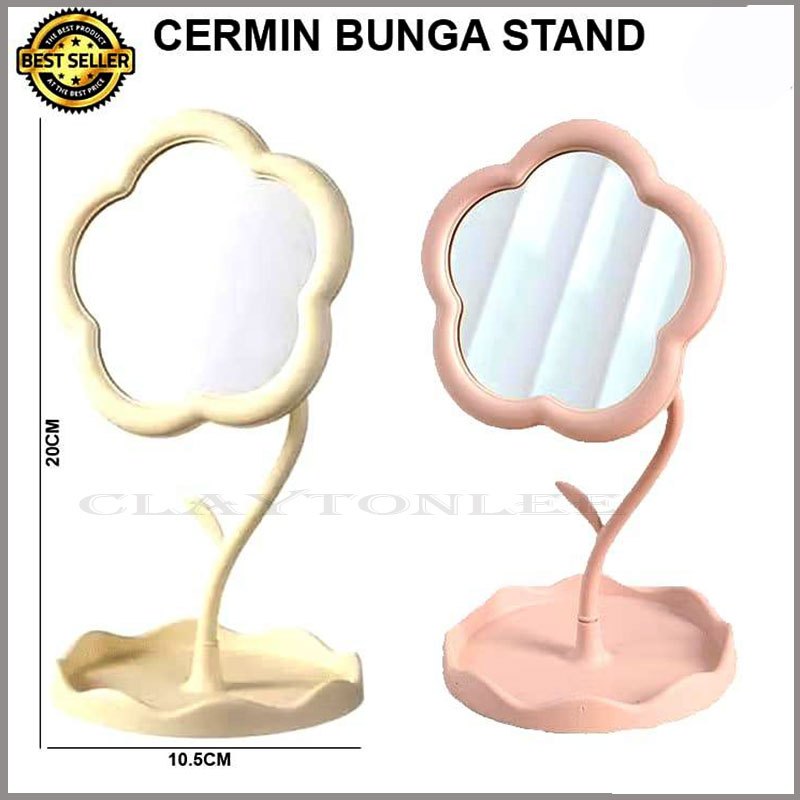 Cermin Stand Berotasi 360 Mirorr Flower Kaca Meja Rias Serbaguna