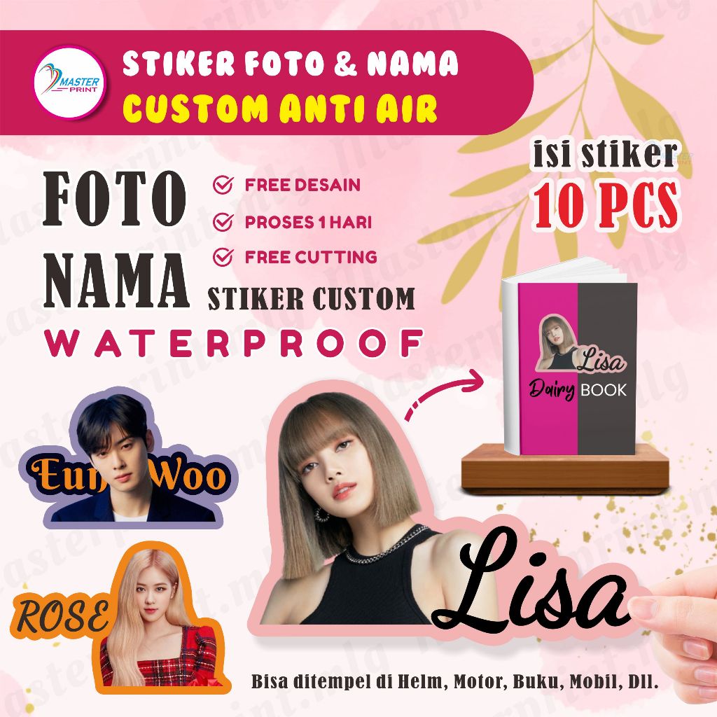 

[mp68] 10PCS Stiker Custom Foto Nama Waterproof