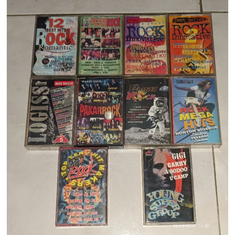 kaset pita 12 Best Hits Rock Romantic (1) / 12 Pesta Rock (1) / Best Seller Rock Innovative 1 (1) / 