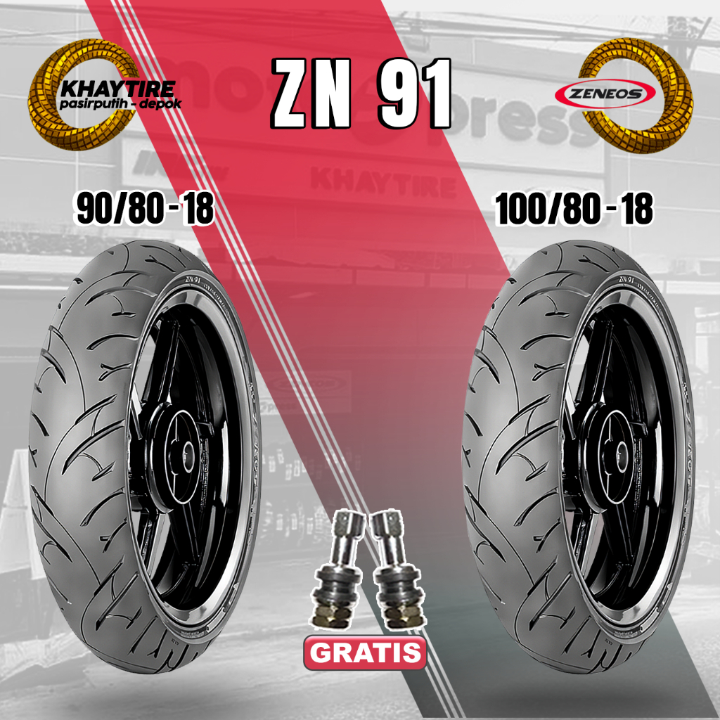 Sepasang Ban Motor MOGE ZENEOS ZN91 90/80 & 100/80 Ring 18 Tubeless
