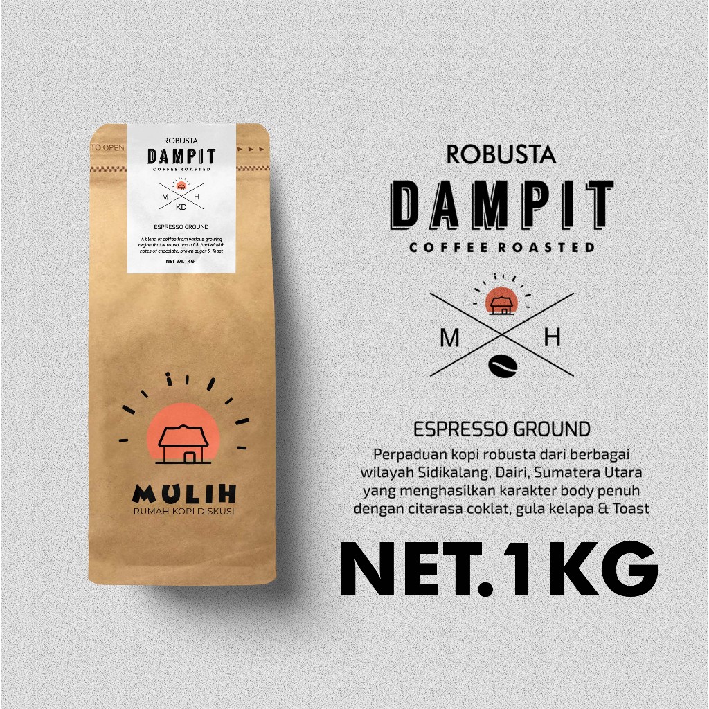 

BIJI KOPI BUBUK FINE ROBUSTA DAMPIT 1KG Espresso Coffee Based By Mulih Kopi Roastery