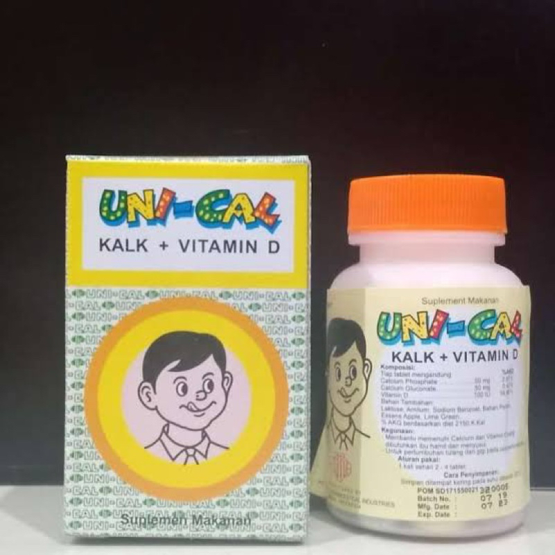 unical kalsium + vitamin d (membantu pertumbuhan gigi dan tulang anak)