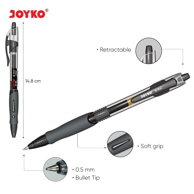 

PULPEN JOYKO Q GEL / GEL PEN Q GEL / TINTA HITAM