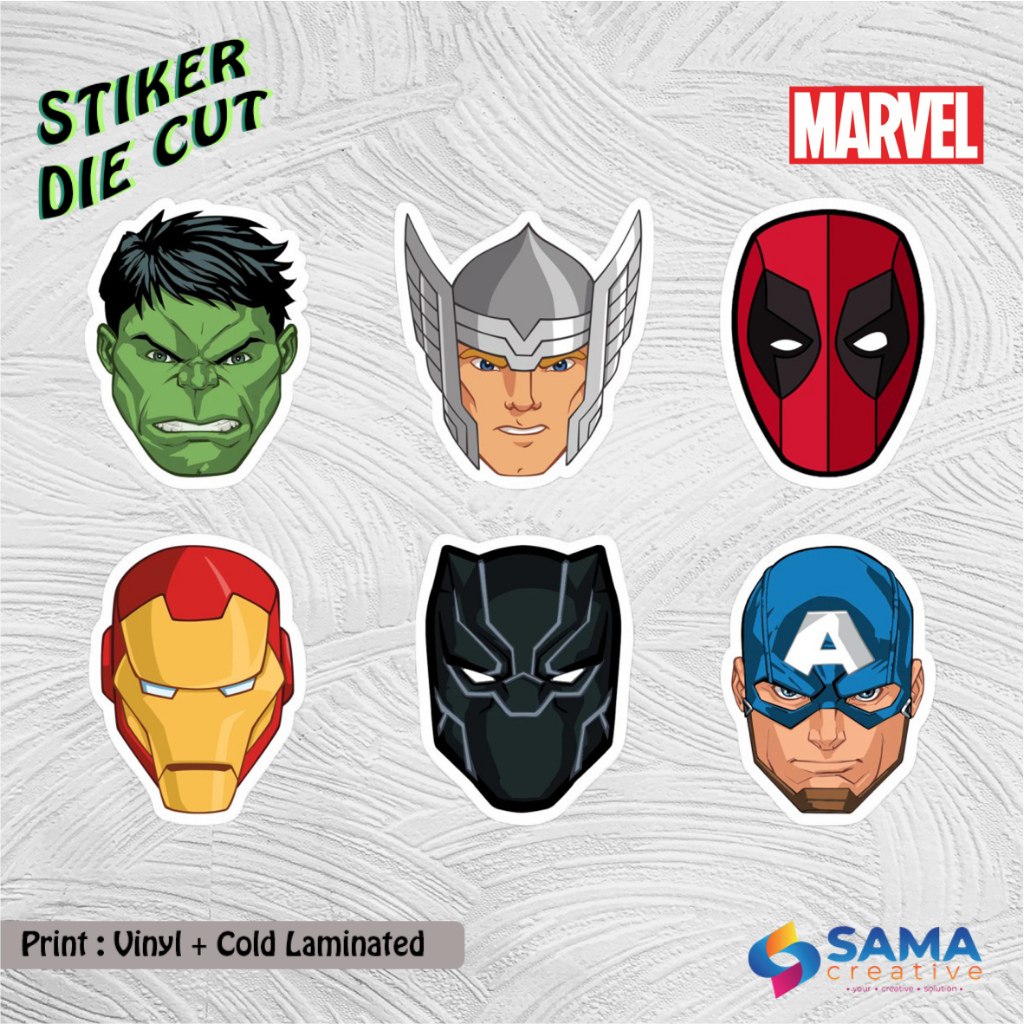 

Marvel Series - Sticker Vinyl Die Cut - Stiker Hp, Laptop, Motor, Mobil, Helm, Botol SuperHero Marvel