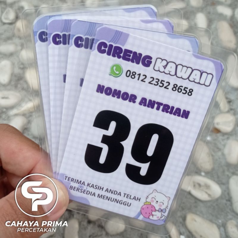 

[PAKET 20 nomer ] kartu nomer antrian / kertas art paper laminating 100 micron | Bank | Klinik | warung | toko | puskesmas