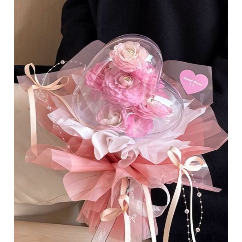 Buket bunga akrilik Love + paper bag