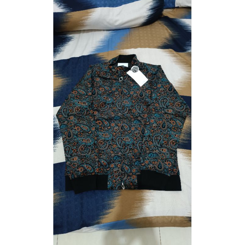 (ERC 90) J4ket Pr3tty Gr33n Paisley Cord Harrington Original
