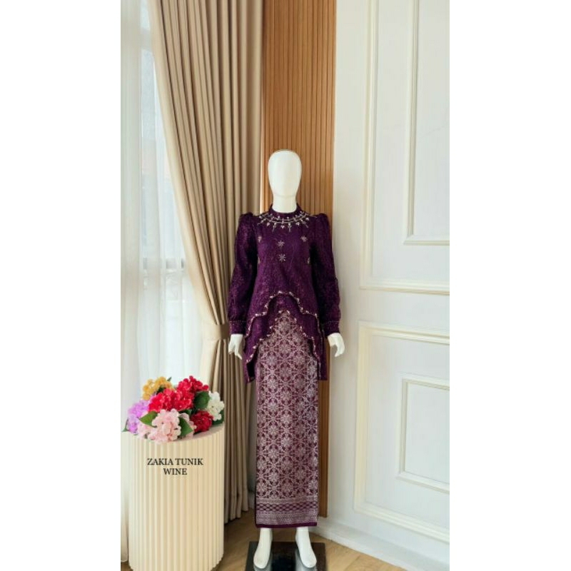 (FREE HIJAB) KEBAYA TUNIK ZAKIA//KEBAYA SONGKET//KEBAYA WISUDA//KEBAYA PESTA//KEBAYA MODERN//KEBAYA 