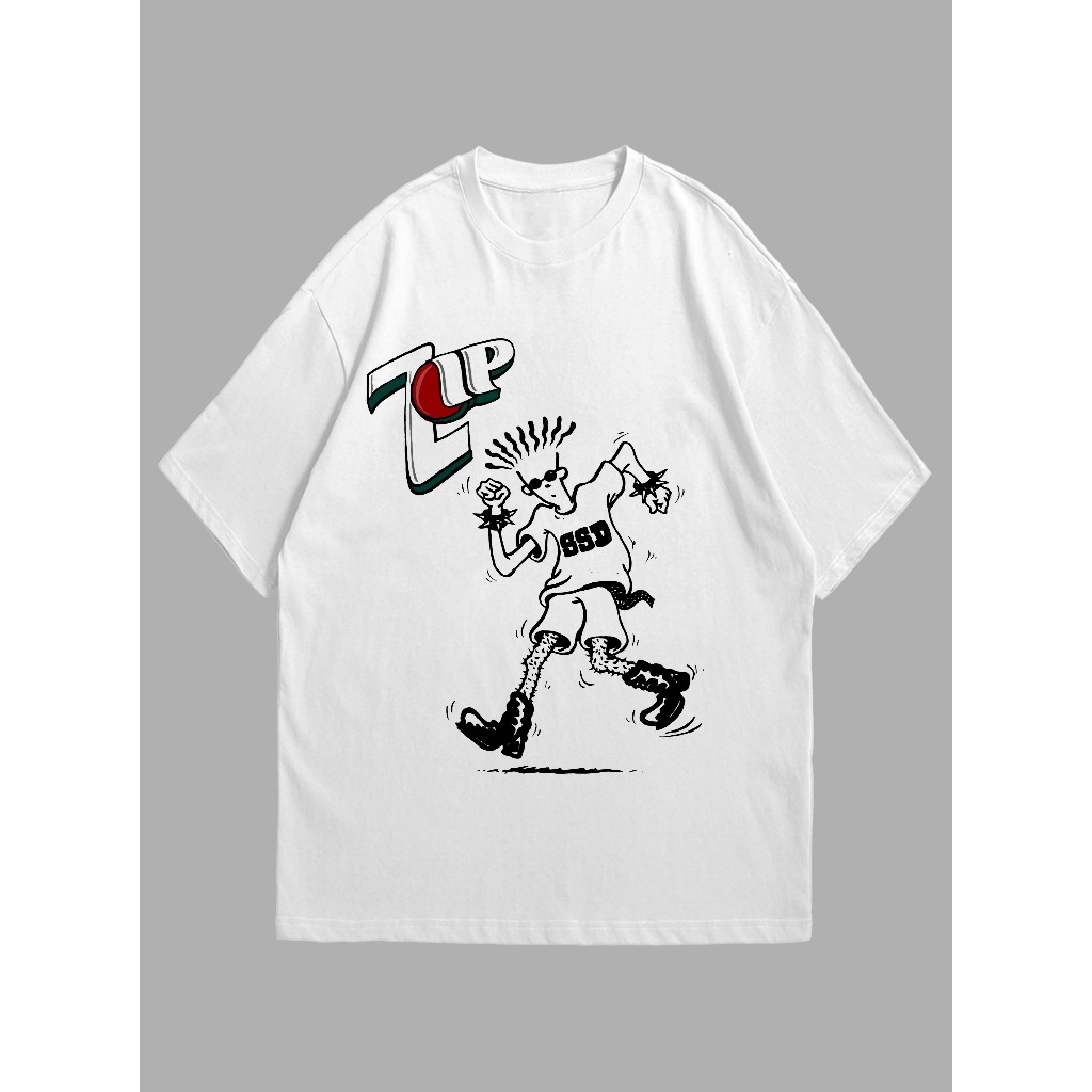 KAOS ZIP - 7UP TSHIRT WHITE / TSHIRT ZIP DISTRO BAND HARDCORE METAL