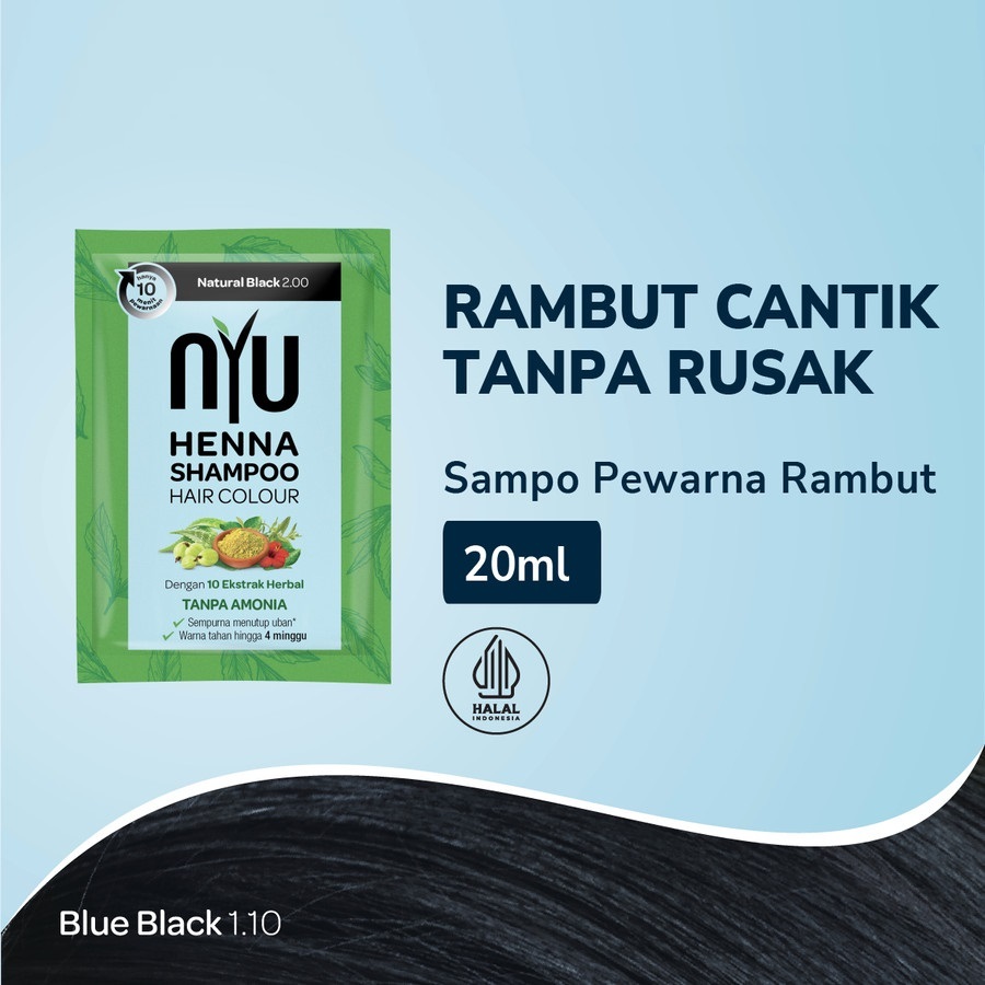 Sampo Pewarna Rambut NYU Henna Shampoo Hair Color Blue Black