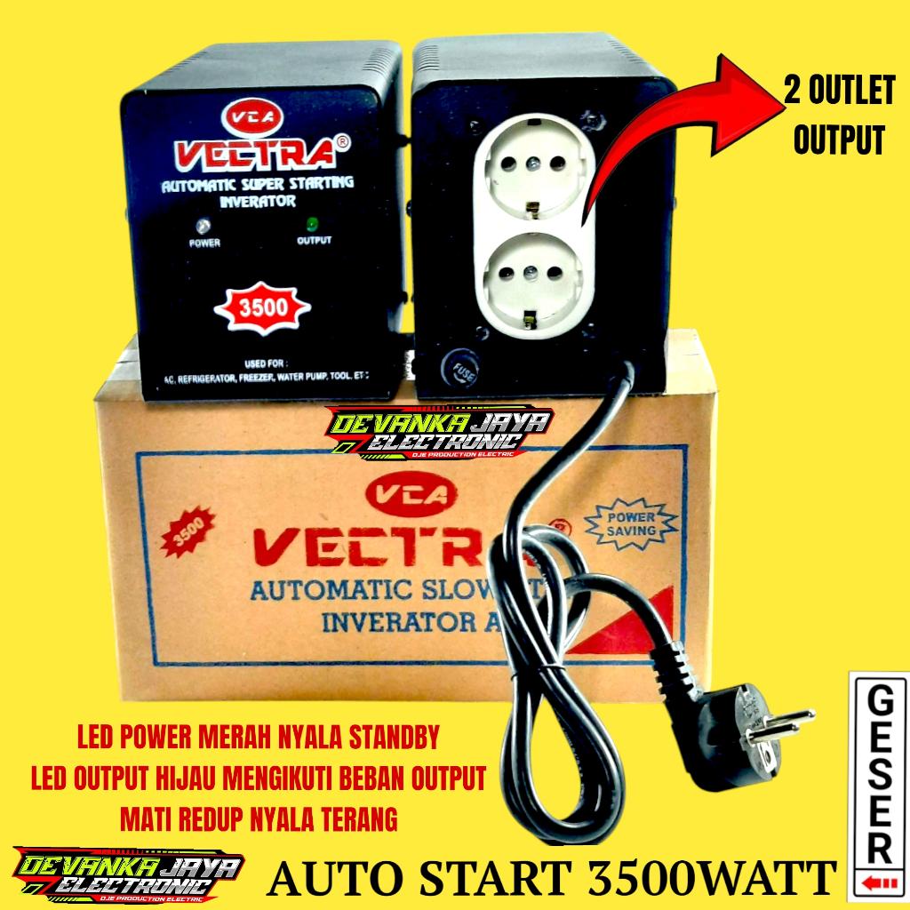 AUTO START Power starting Vectra 3500 Watt Slow Start & Soft Start Inverter Penstabil Daya