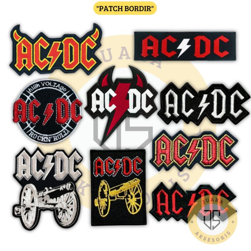 Emblem Patch Bordir Band ACDC Logo Bordir Iron Patch Jahit Aksesoris Patch Band Emblem Bordir Patch 
